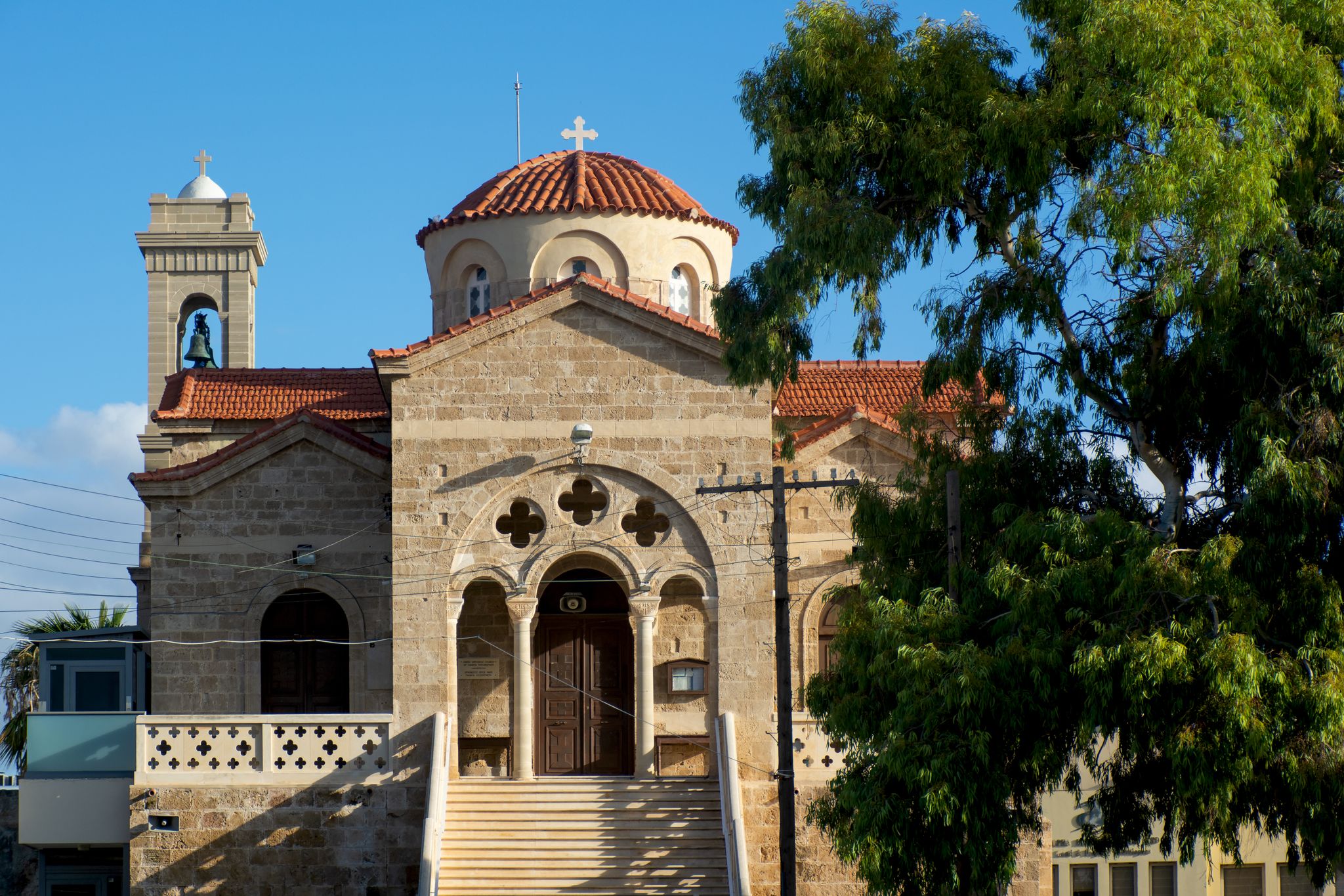 Photo of beautiful view of the of Panagia Theoskepasti orthodox church in Paphos, Cyprus.