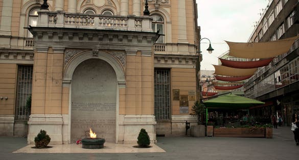 Photo of eternal flame on the street of Sarajevo, Bosnia & Herzegovina.