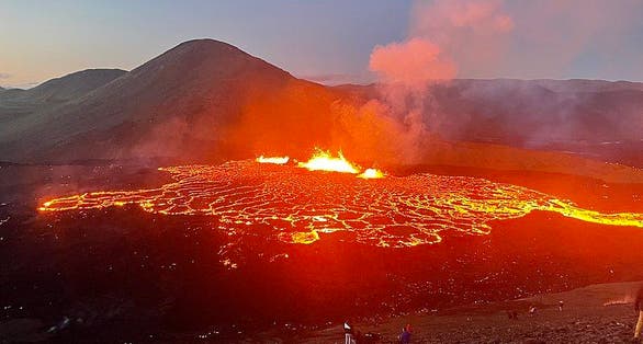 photot of Eruption on 4 August 2022 of the Meradalir effusive eruption, Iceland