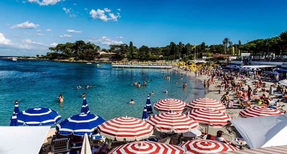 Alpes-Maritimes. Cap d'Antibes. The private beach "La Garoupe"