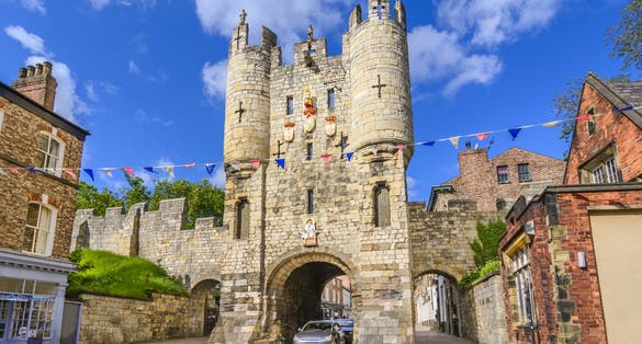 Photo of Micklegate old medieval gate of York City Walls, Yorshire, England, UK.