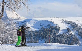 photo of panoramic view of Val Gardena in Italy.