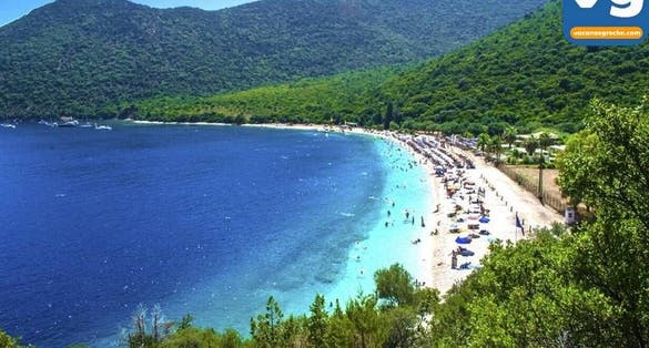 photo of  view of Antisamos beach,Sami Municipality Greece.