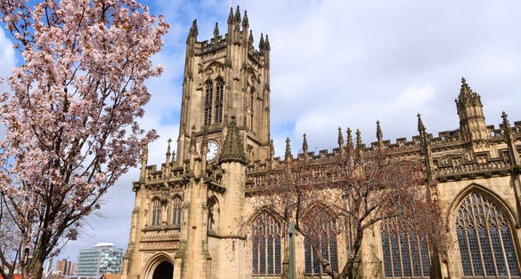 Photo of Manchester Cathedral in Manchester, UK.