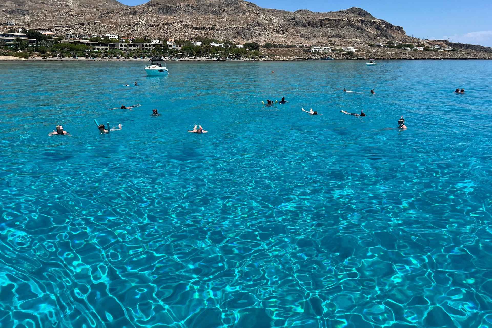 Lindos,Pefkos: All inclusive Swim & Snorkel Boat Cruise