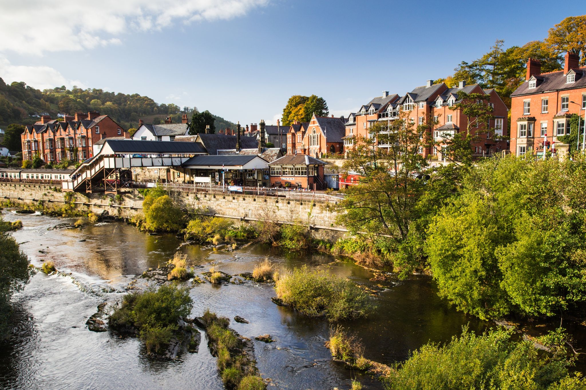 Photo of Old railway station museum and the beautiful town of Llangollen, Wales.