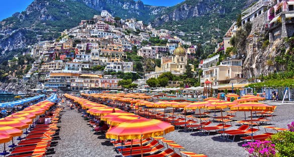 City of Positano on Amalfi coast in the province of Salerno, Campania, Italy.