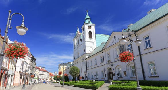 Photo of the historical center in Rzeszow, Poland.