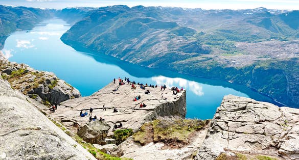Photo of Cliff Preikestolen at fjord Lysefjord - Norway.