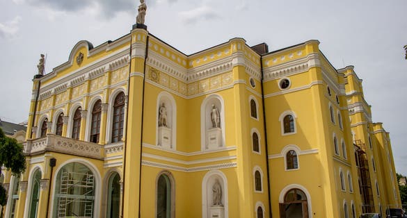 Csokonai Theater during renovation, Debrecen, Hungary.