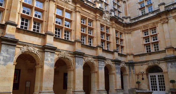 Architecture of courtyard of Grignan castle, Drome, Provence, France