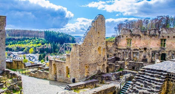 photo of village larochette in Luxembourg is famous for ruins of medieval castle and it is surrounded by forests forming mullerthal region.