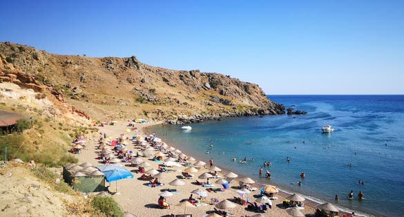 Photo of beautiful beach in Gökçeada, Canakkale, Turkey.
