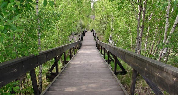 photo of Kvarntorpshögen's 427-step staircase in Kvarntorp, Sweden.
