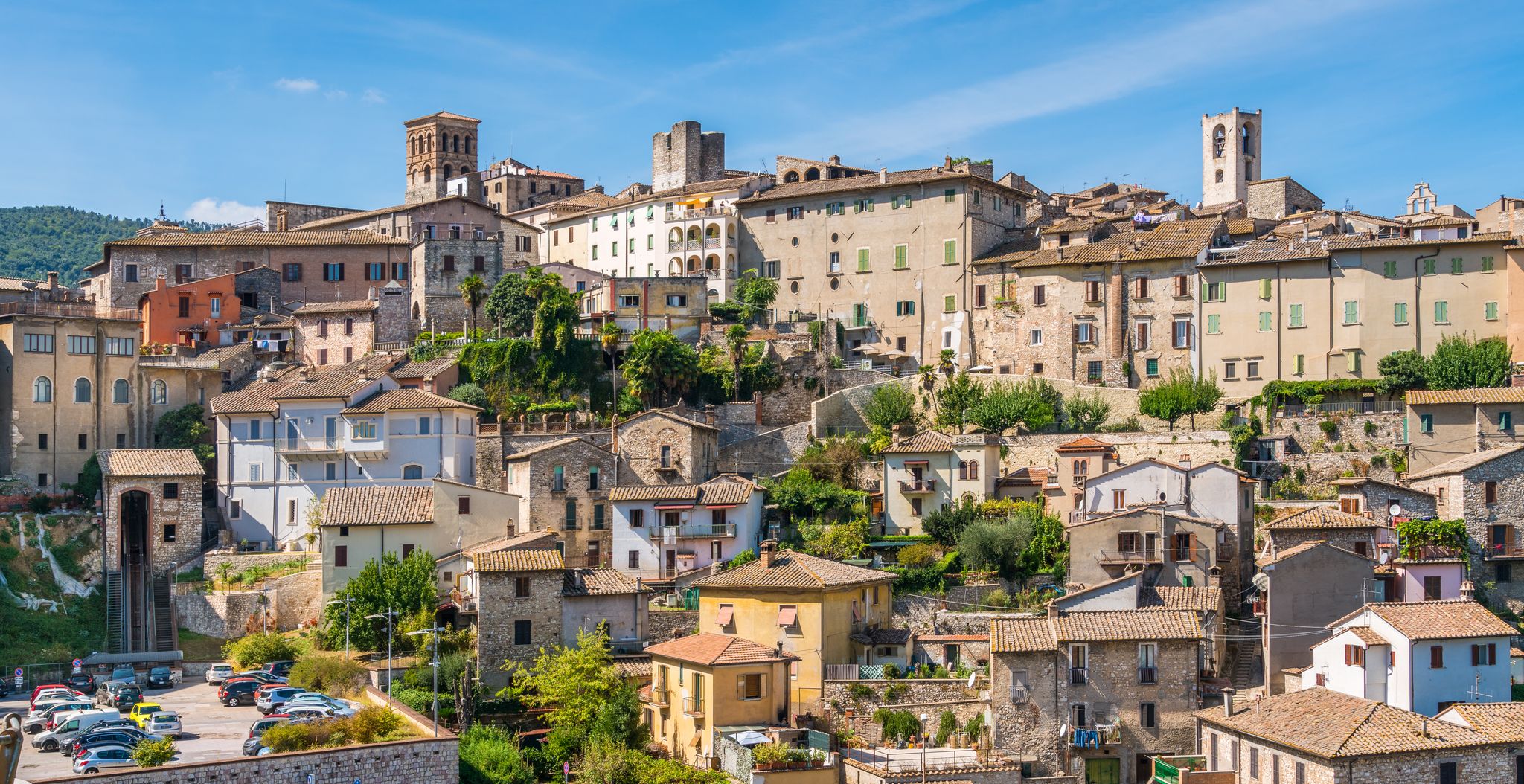 Panoramic view of Narni, ancient town in the Province of Terni. Umbria, central Italy.