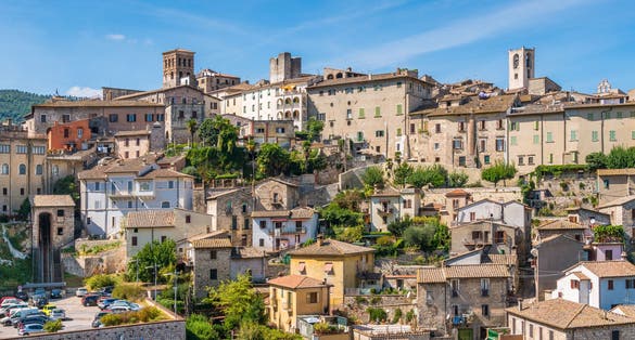 Panoramic view of Narni, ancient town in the Province of Terni. Umbria, central Italy.
