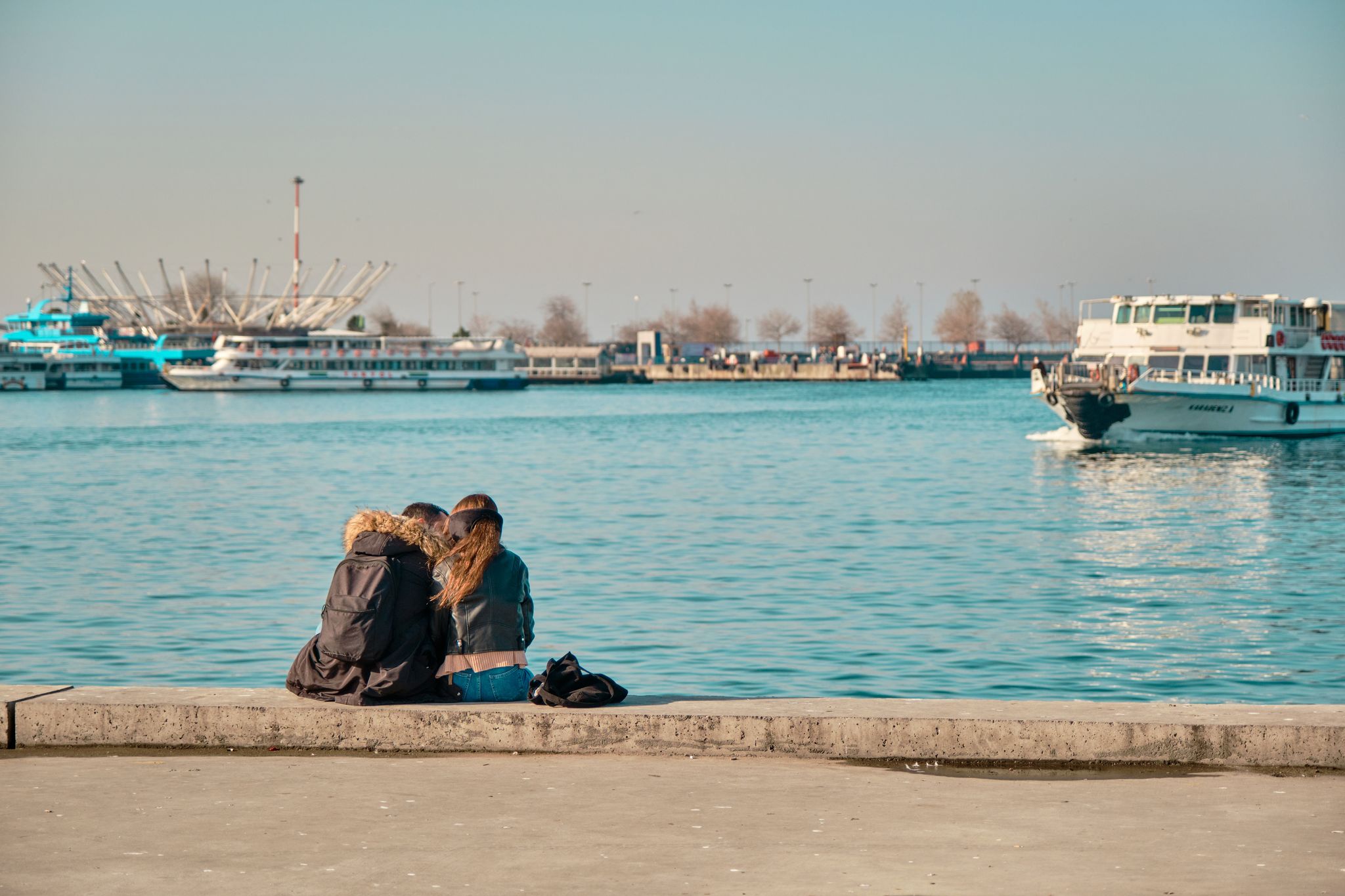 Aerial view from Moda Yogurtcu Park neighborhoods of Kadikoy, a large, populous, and cosmopolitan district in the Asian side of Istanbul, Turkey.