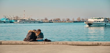 Aerial view from Moda Yogurtcu Park neighborhoods of Kadikoy, a large, populous, and cosmopolitan district in the Asian side of Istanbul, Turkey.
