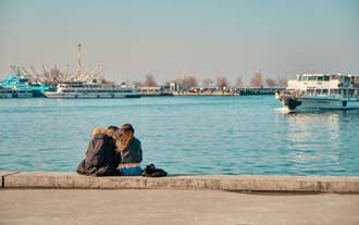Aerial view from Moda Yogurtcu Park neighborhoods of Kadikoy, a large, populous, and cosmopolitan district in the Asian side of Istanbul, Turkey.