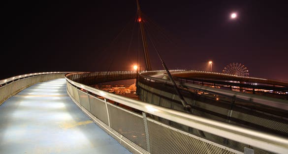 PHOTO OF Night pescara Bridge "Ponte del Mare" in the city, Abruzzo, Italy .