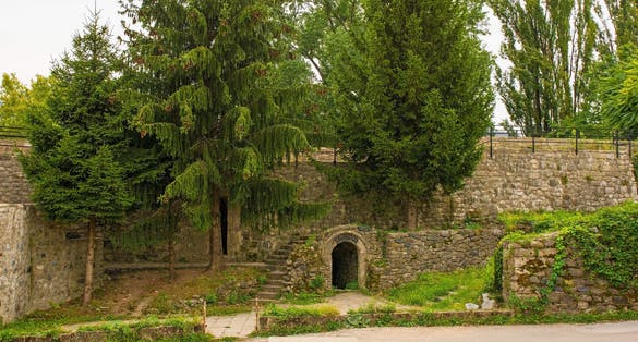 PHOTO OF VIEW OF The historic 16th century Kastel Fortress in Banja Luka, Republika Srpska, Bosnia and Herzegovina. Entrance to the underground sections