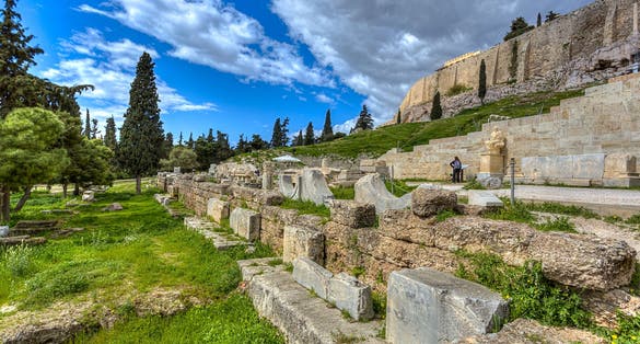 photo of Theatre of Dionysus below Acropolis in Athens,Greece,Athens Greece.