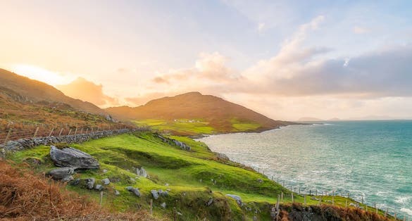photo of view of Eyeries on the Beara way in beautiful West Cork at sunset.