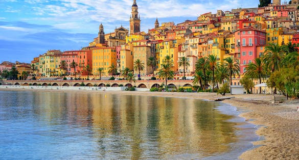 Photo of the old part of Menton, Provence-Alpes-Cote d'Azur, France.