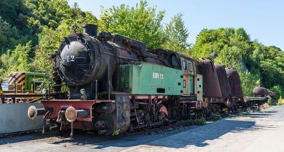 Photo of Steam Engine EBV 12 with slag pots at in Hattingen's industrial museum, in Hattingen ,Germany