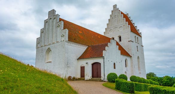Photo of Elmelunde Church in Denmark.