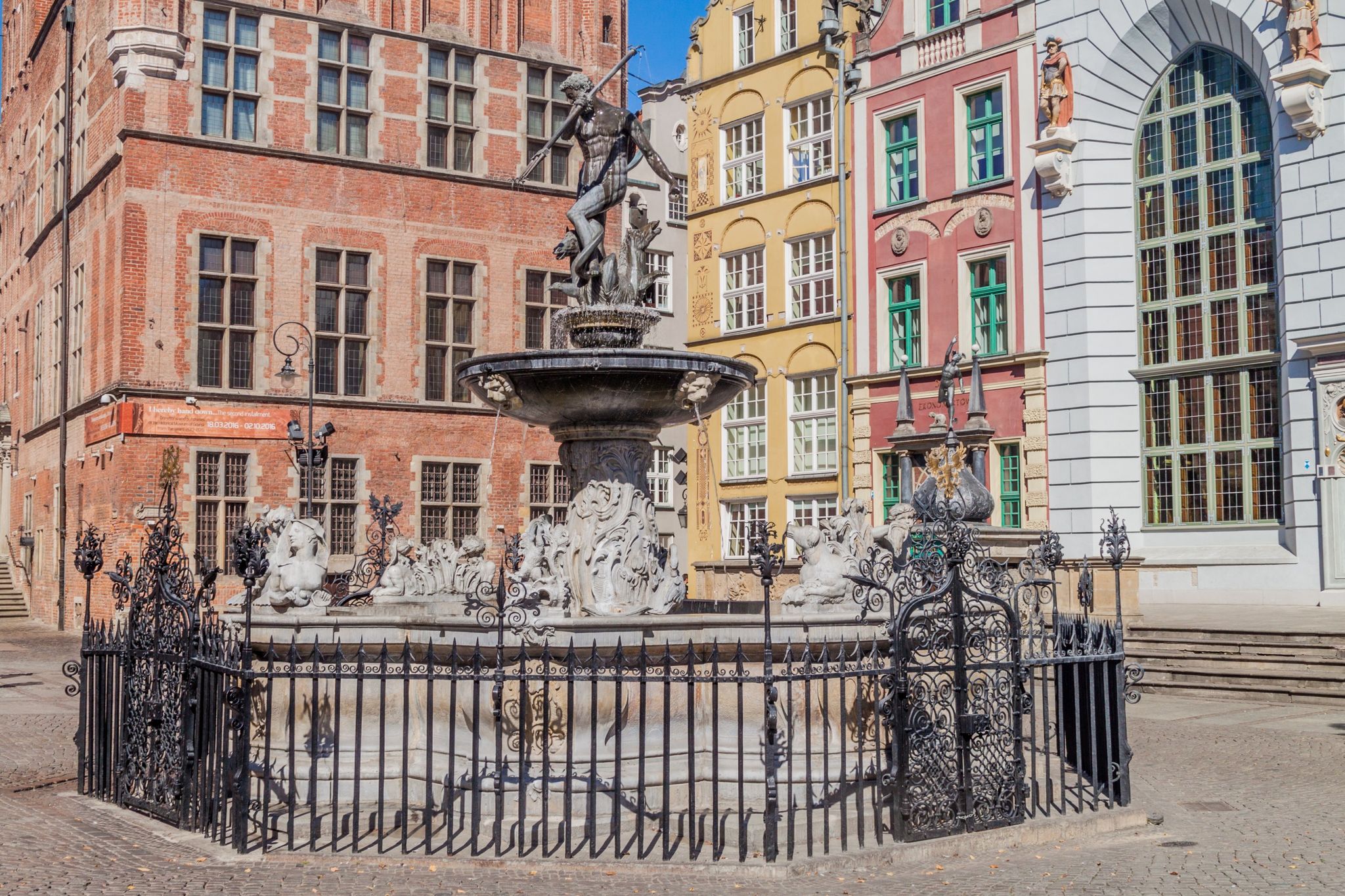 Photo of the famous Neptune's fountain in Gdansk, Poland.