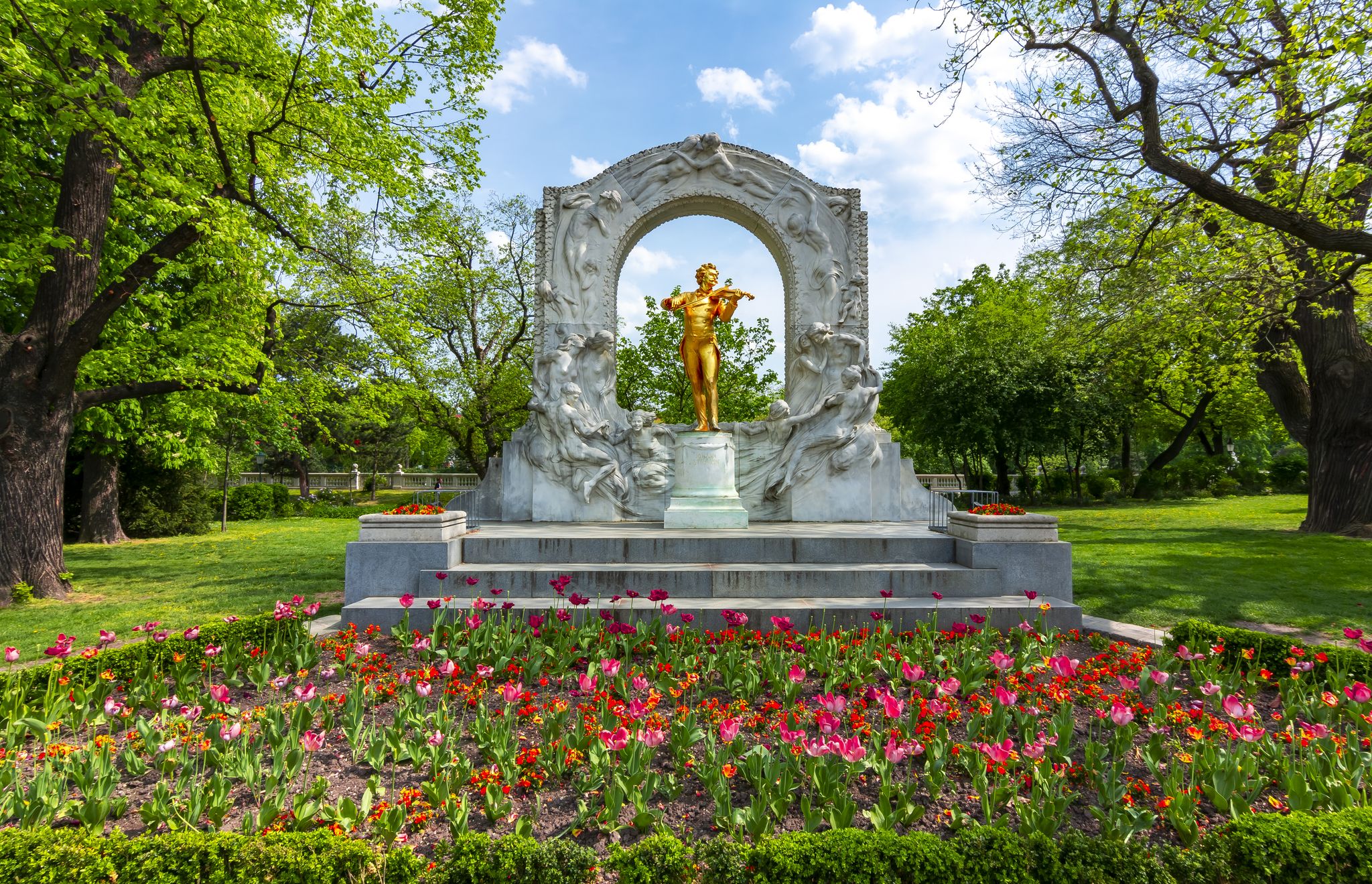 Photo of Johann Strauss monument in Stadtpark, Vienna, Austria.