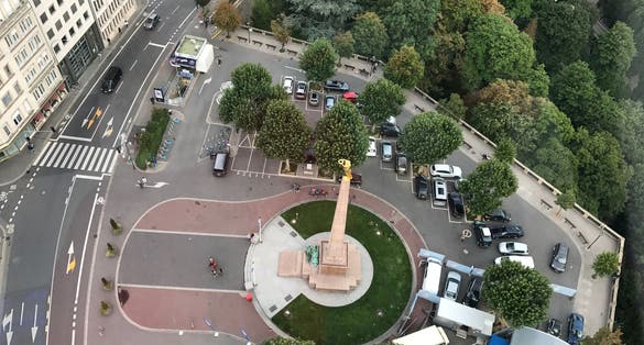 photo of aerial view on the famous gëlle fra in Luxembourg.