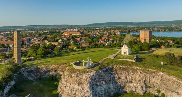 photo of view of Tata - The Calvary Hill (Kalvaria)a in Tata, Hungary. Tata is a town in northwestern Hungary, Komarom-Esztergom county, 9 km northwest from the county seat Tatabanya.