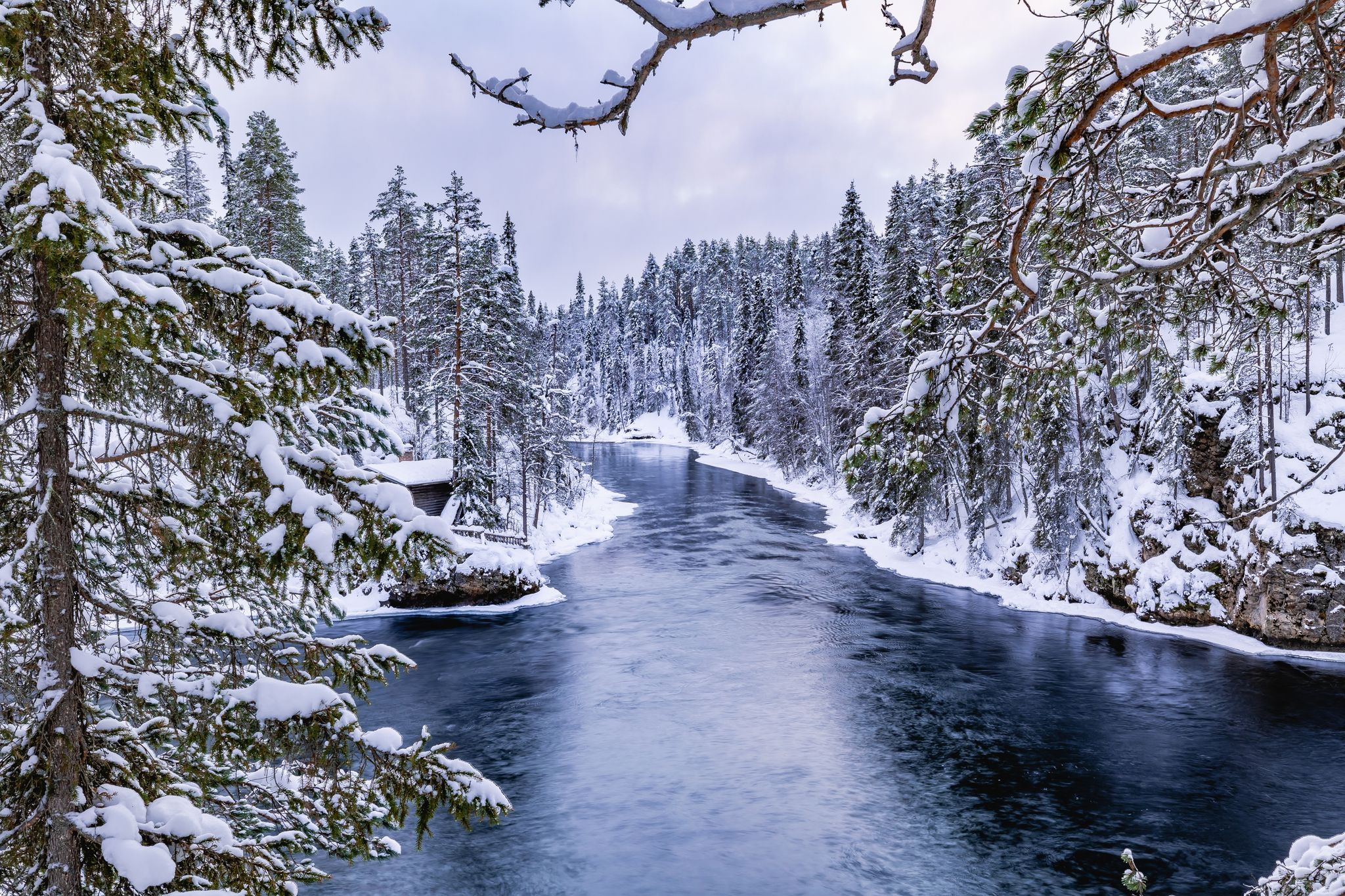 Photo of beautiful winter landscape of Myllykoski, Finland.