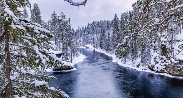 Photo of beautiful winter landscape of Myllykoski, Finland.