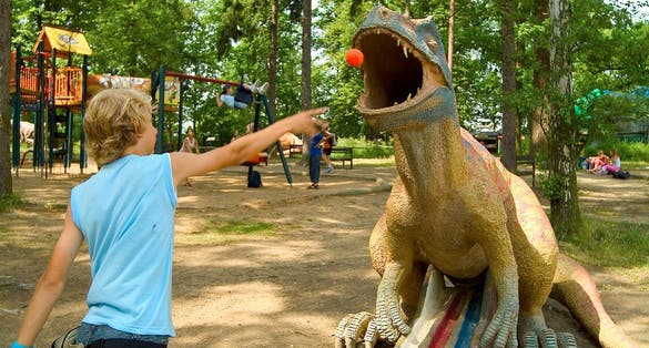 Photo of a boy plays in DinoPark Plzeň, Czech Republic.