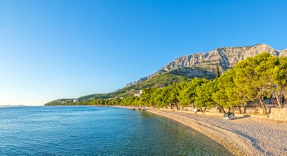 Photo of beautiful view on the Tucepi beach on a sunny day , Croatia.