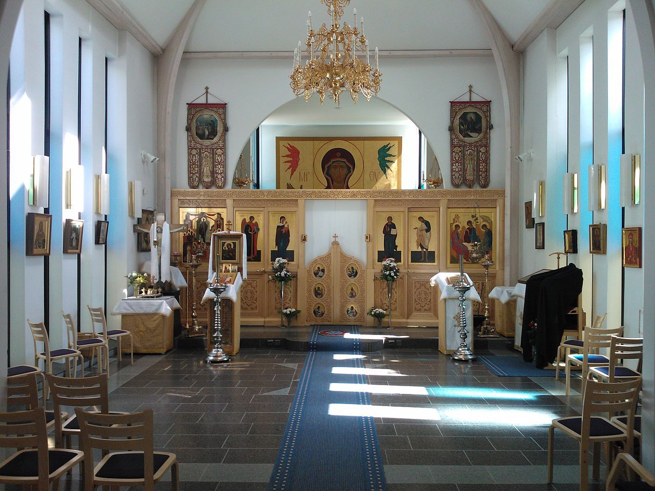 Photo of the interior of Lintulan Pyhän Kolminaisuuden luostari, Palokki, Heinavesi, Finland.