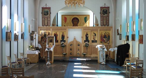 Photo of the interior of Lintulan Pyhän Kolminaisuuden luostari, Palokki, Heinavesi, Finland.