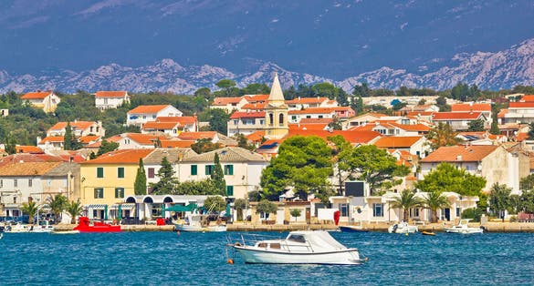 Town of Novalja on Pag island waterfront view, Dalmatia, Croatia