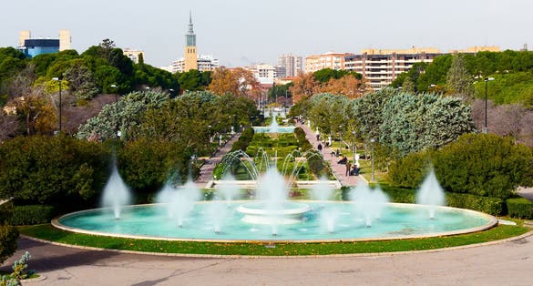 Photo of View of Parque Grande or Jose Antonio Labordeta park in Zaragoza, Spain.