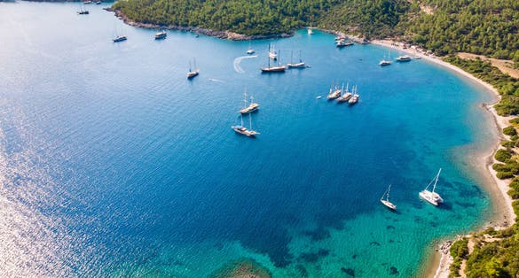 Photo of beautiful drone beach view Bodrum Mugla.