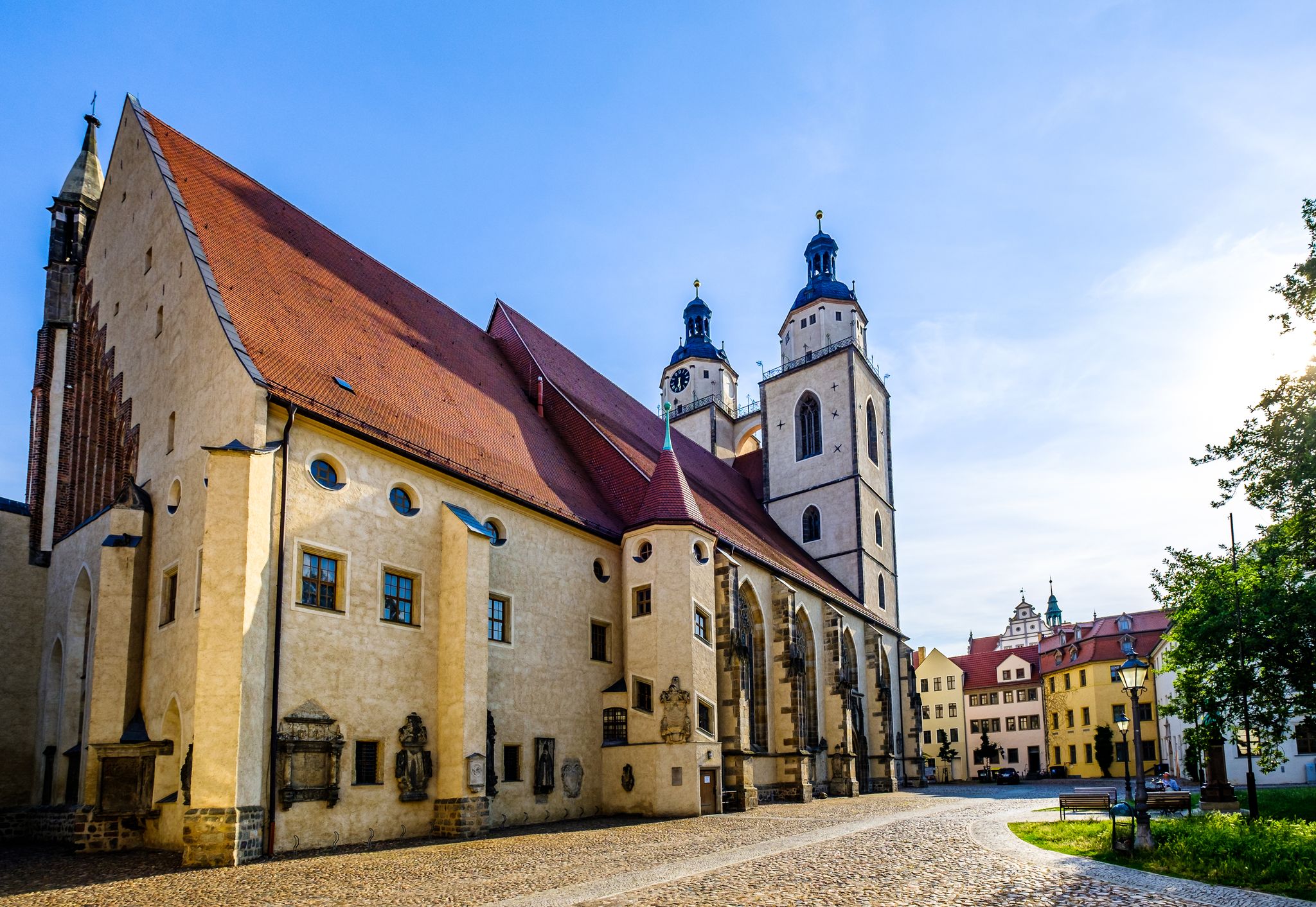 Photo of famous old town with historic buildings in Wittenberg ,Germany.