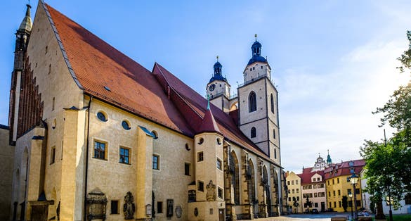 Photo of famous old town with historic buildings in Wittenberg ,Germany.
