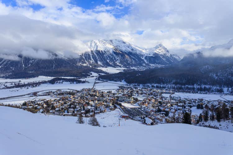 photo of an aerial view of St Moritz in Switzerland.