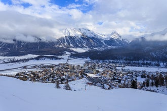 photo of an aerial view of St Moritz in Switzerland.
