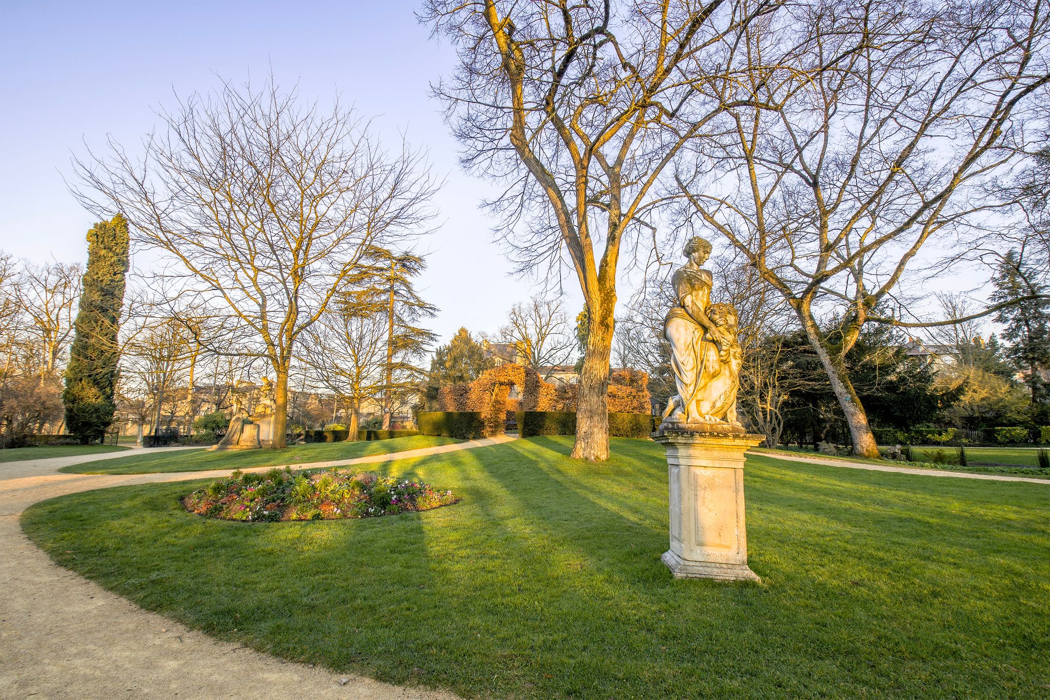 Photo of sunrise over Blossac Park in Poitiers ,France.