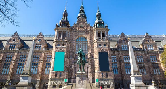 Nordic museum building in Stockholm in a sunny day, Sweden
