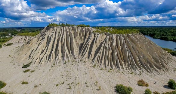 Photo of the beautiful limestone quarry in Rummu. Much of the natural area of the quarry is under a lake formed by groundwater.